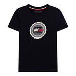 TOMMY HILFIGER t-shirt girocollo tinta unita con stampa logo Blu per Bambino KB0KB08662 BLU TOMMY HILFIGER 