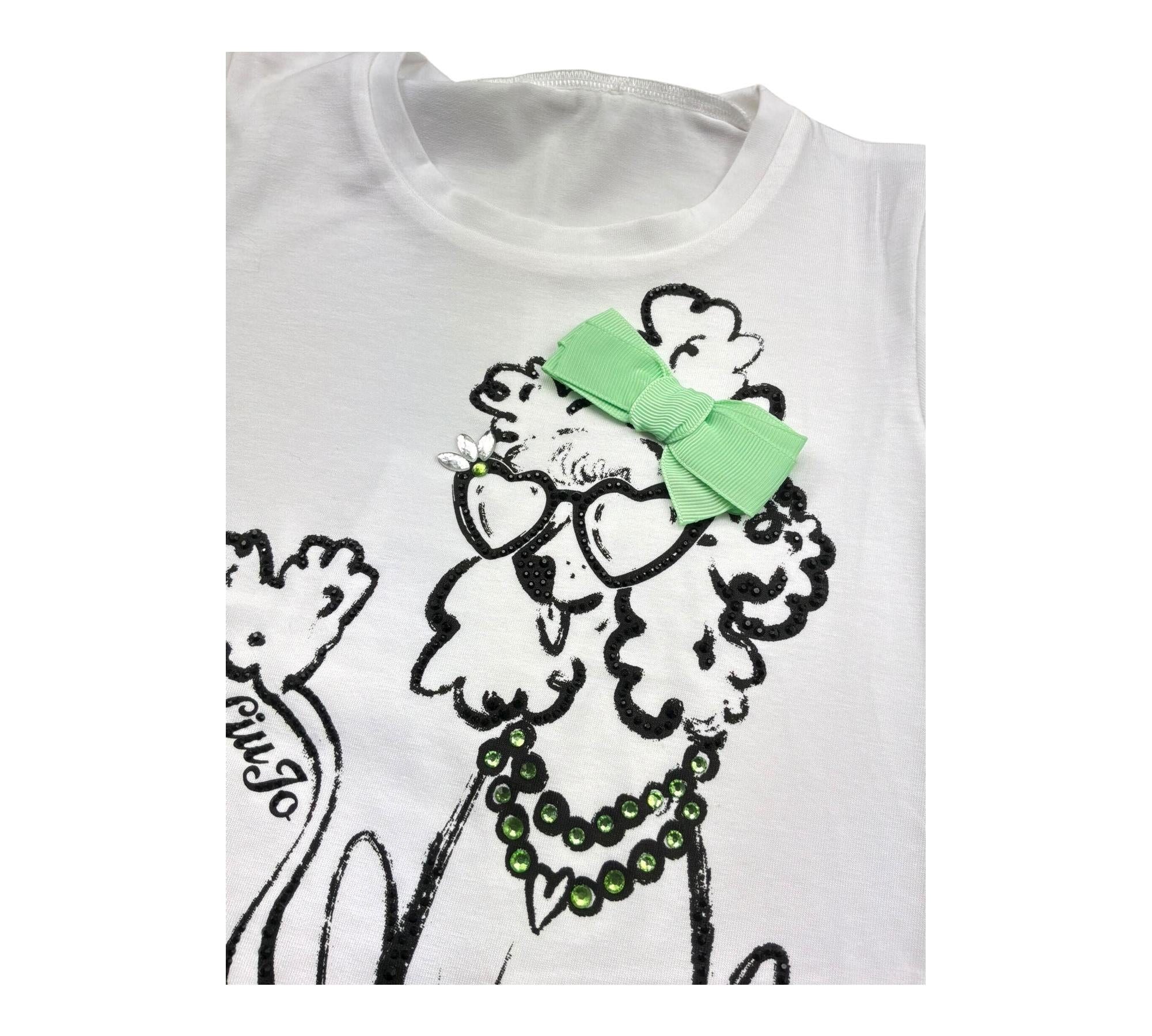 Liu Jo T-Shirt Girocollo Tinta Unita con Stampe per Bambina KA5082J BIANCO LIU JO 