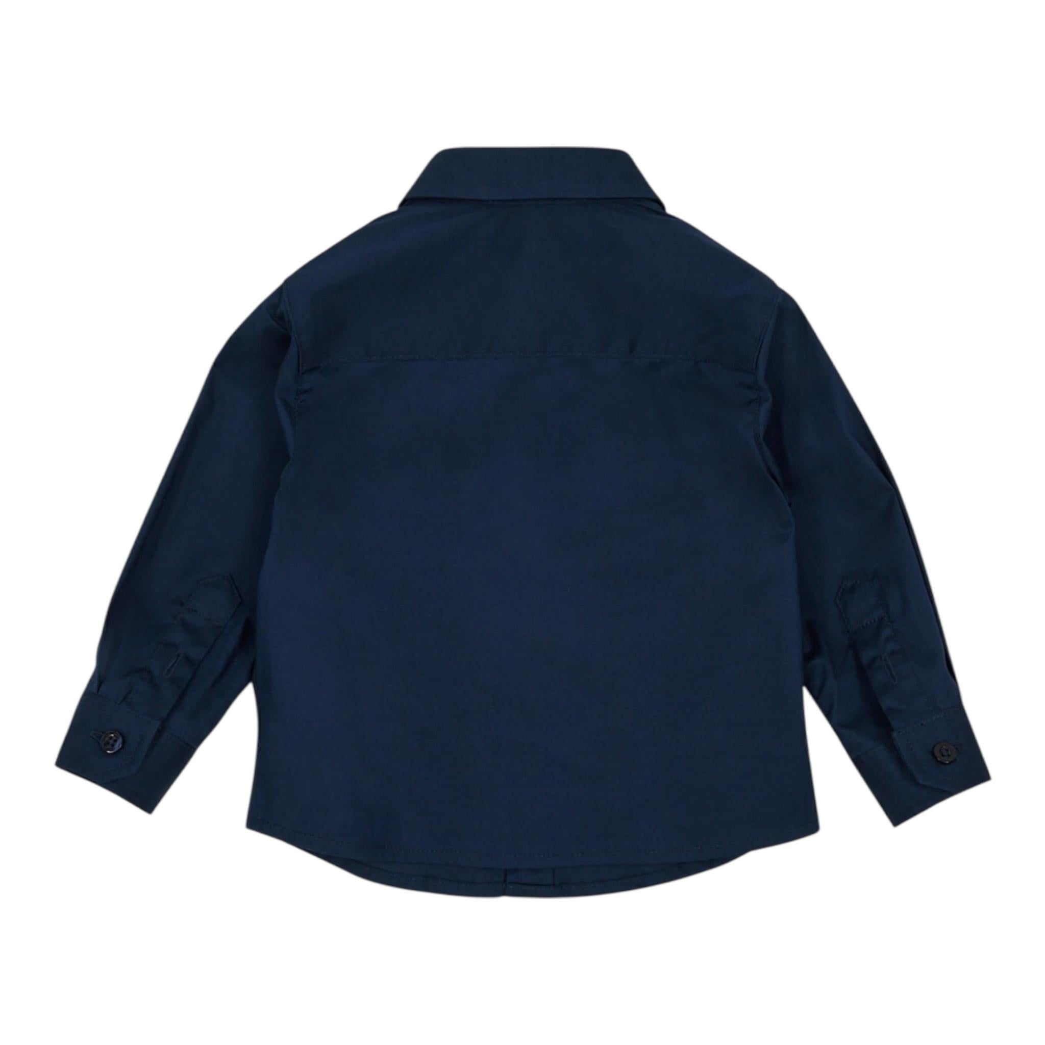 EMPORIO ARMANI camicia tinta unita con logo Blu per Bambino 8NHC01 BLU EMPORIO ARMANI 