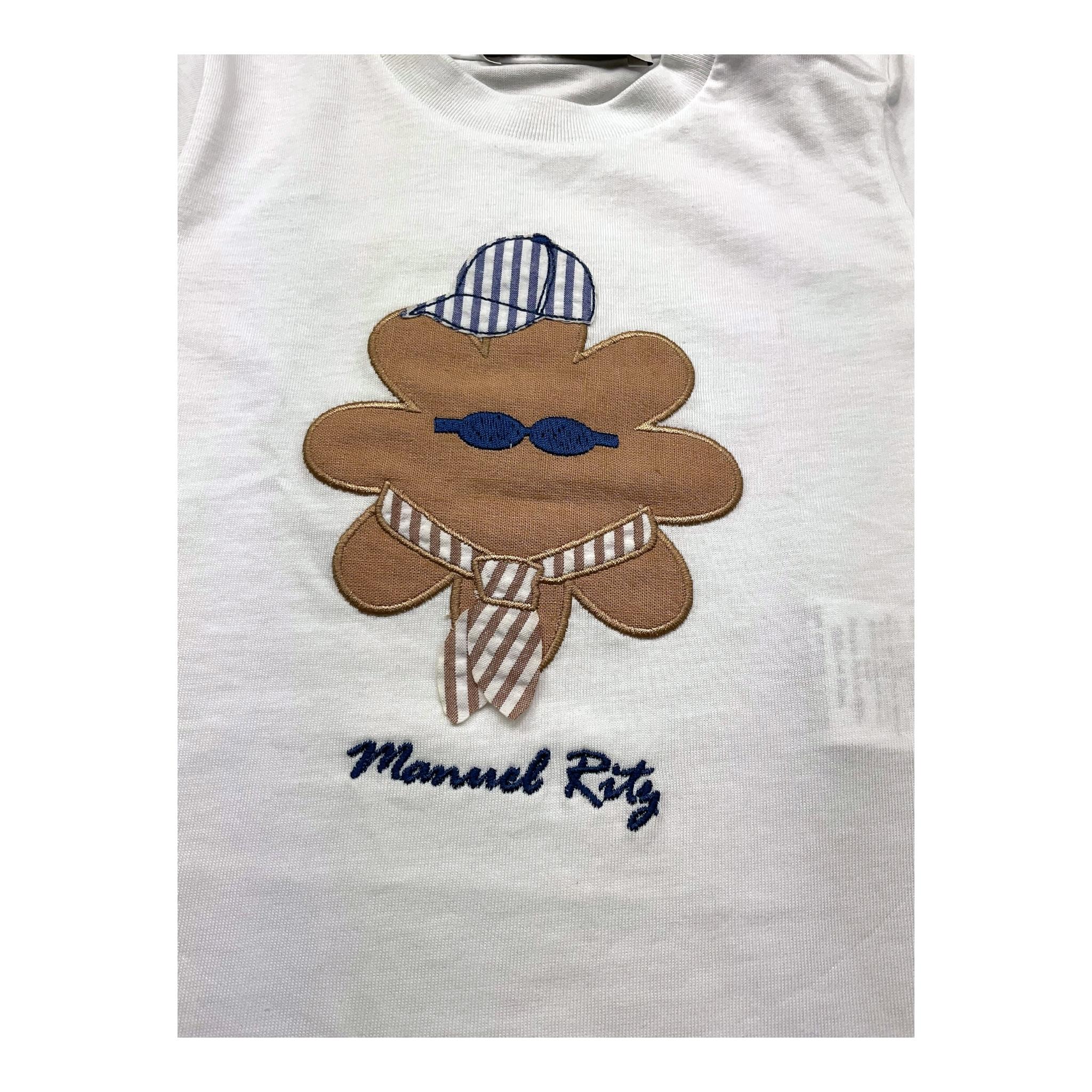 Manuel Ritz T-Shirt Girocollo Tinta Unita con Stampa per Neonato MR3107N BIANCO MANUEL RITZ 