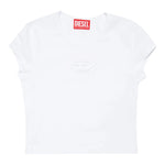 Diesel T-Shirt Girocollo Tinta Unita con Logo per Bambina J01830XX BIANCO DIESEL 