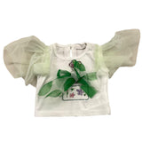 Miss Grant Einfarbiges T-Shirt mit Rundhalsausschnitt und weißen Tüllärmeln für Baby-Mädchen