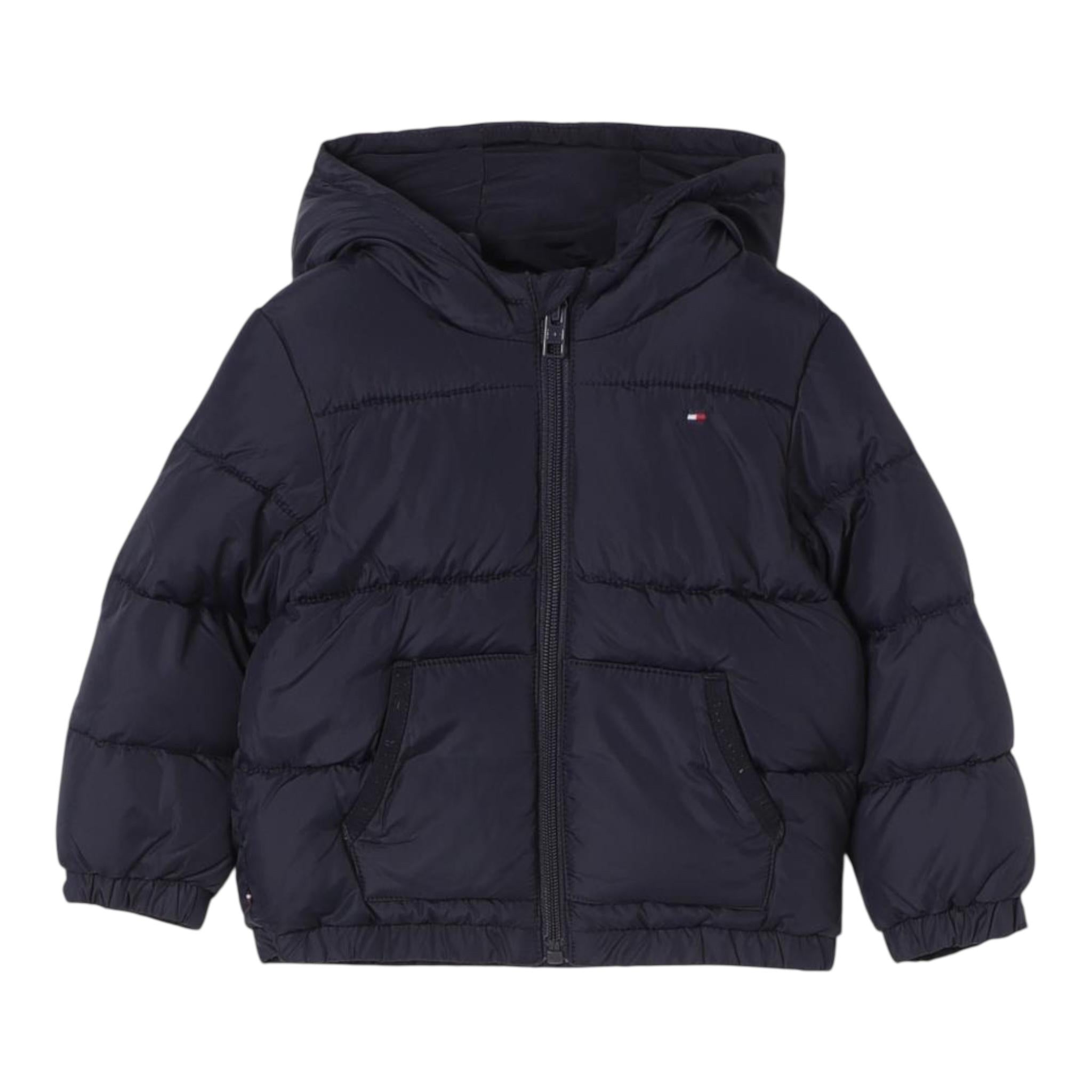 TOMMY HILFIGER giubbino tinta unita con zip e cappuccio Blu per Neonato KN0KN01909 BLU TOMMY HILFIGER 
