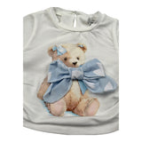 M+E' T-Shirt Girocollo Tinta Unita con Stampa per Bambina UE1858 BIANCO M+E' 