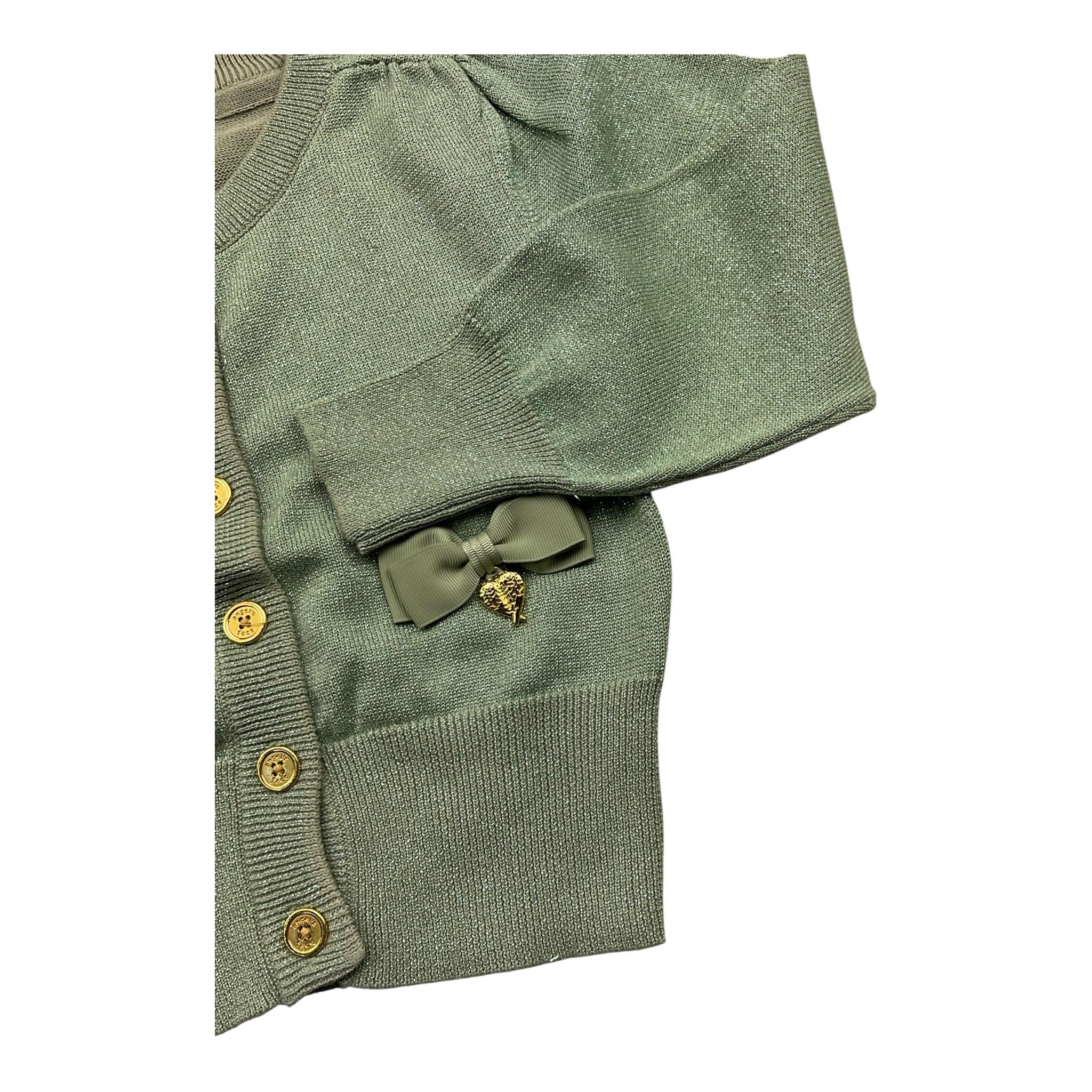 ANGEL'S FACE cardigan tinta unita lurex con applicazioni fiocchi Verde per Bambina NICOLETTEX VERDE ANGEL'S FACE 