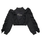 HATE LOVE maglia tinta unita collo alto con rouches Nero per Bambina OJSW00338 NERO HATE LOVE 