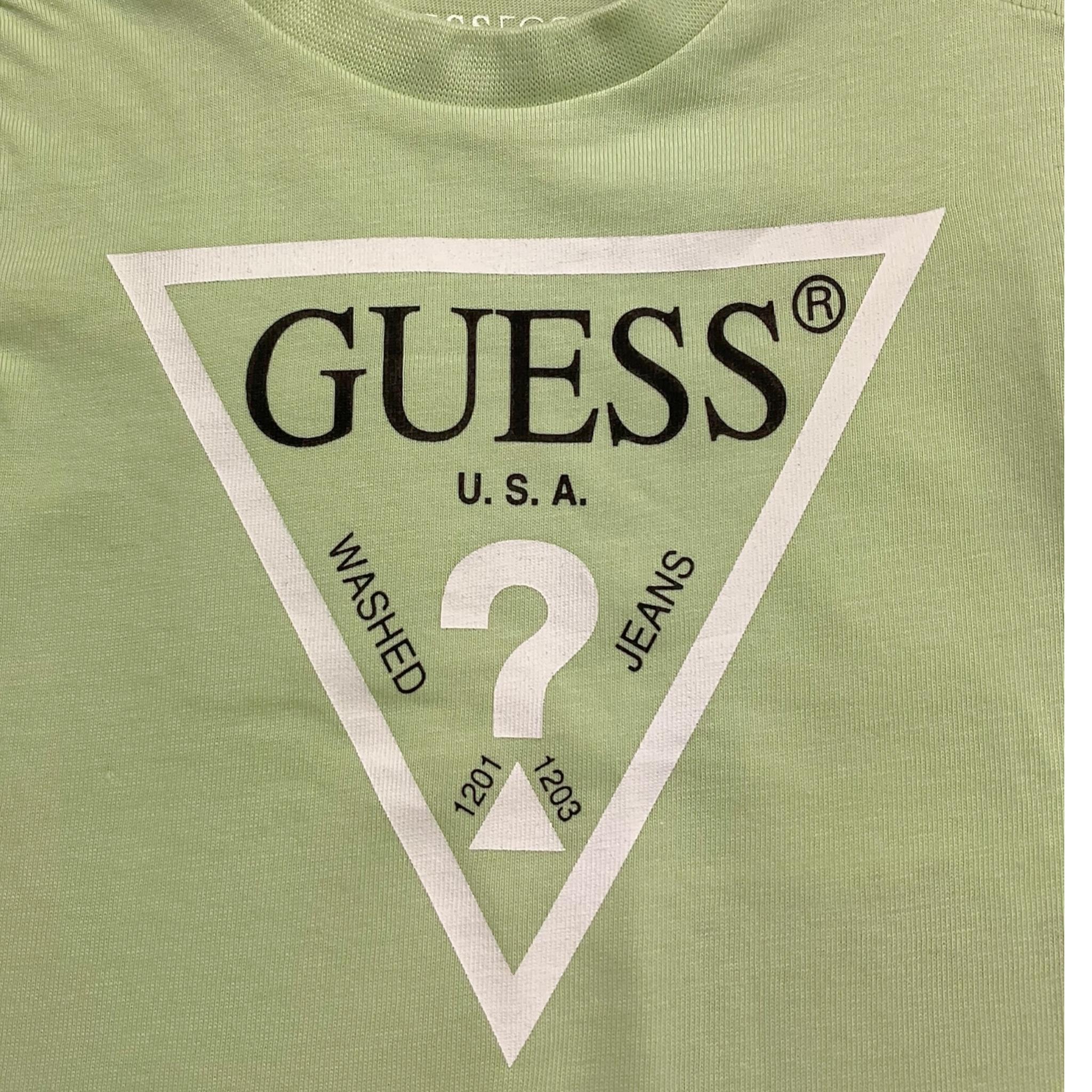 Guess T-Shirt Tinta Unita con Stampa per Neonato N73I55K8HM0 VERDE GUESS 