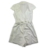 Patrizia Pepe Einfarbiger Armloch-Einteiler-Jumpsuit Mit Gürtel Creme Für Mädchen