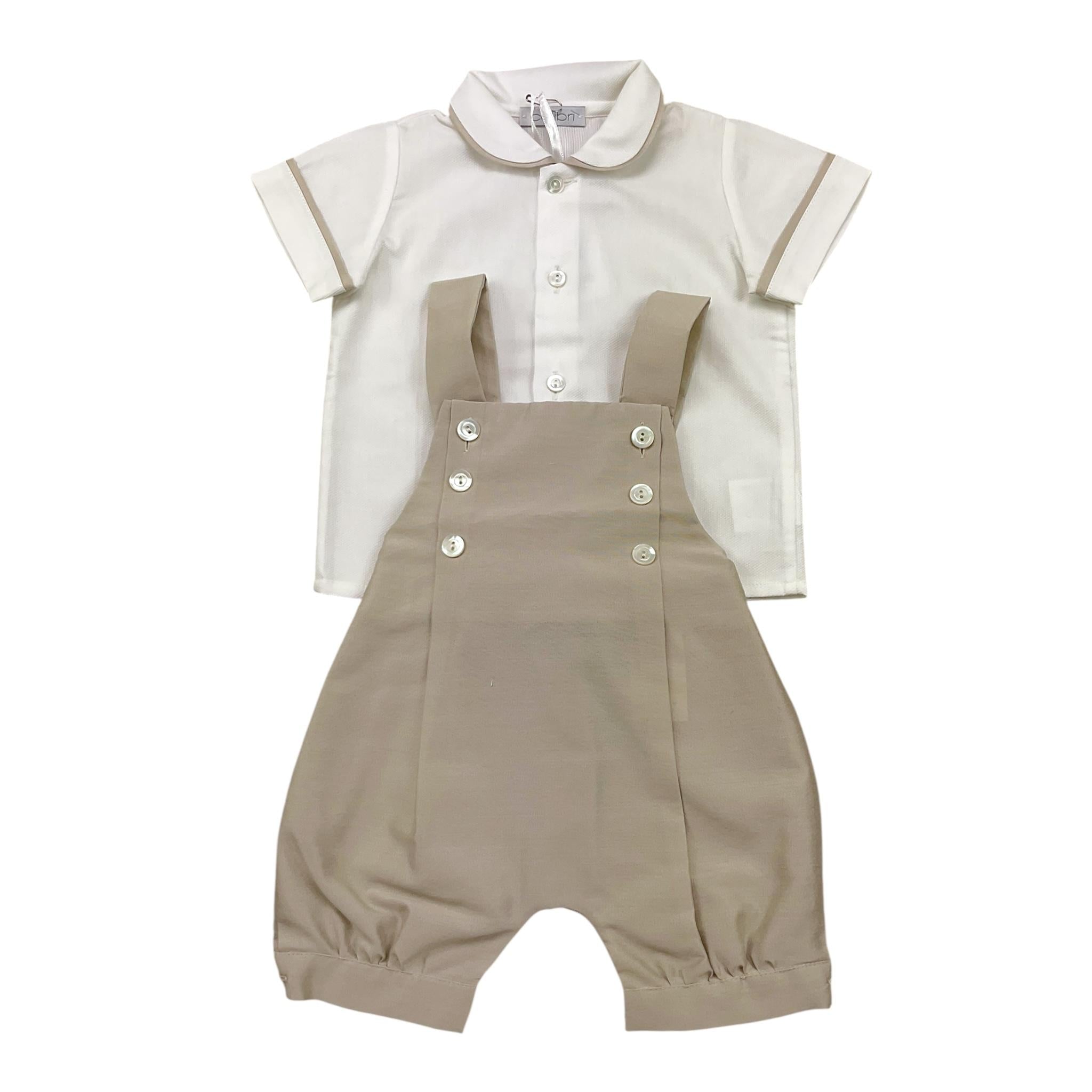 Colibri Completo 2 Pezzi Camicia-Salopette Bicolore per Neonato 2CCTCP BIANCO/BEIGE COLIBRI 