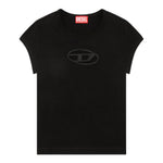 Diesel T-Shirt Girocollo Tinta Unita con Logo per Bambina J01830X NERO DIESEL 