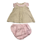 La Stupenderia 2-teiliges Set Shirt-Culotte zweifarbig beige/rosa für Baby Mädchen