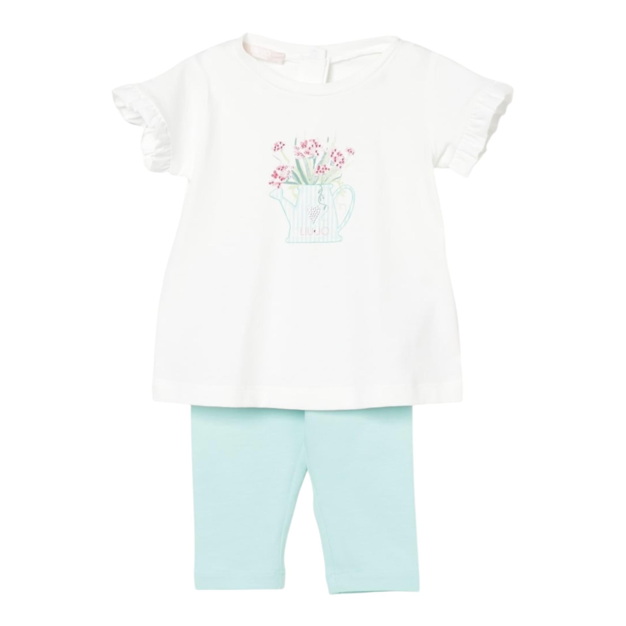 Liu Jo Completo 2 Pezzi T-Shirt-Leggins per Neonata HA5061 BIANCO/VERDE ACQUA LIU JO 