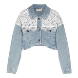 Twinset Schlichte Jeansjacke mit hellblauer Stickerei für Mädchen