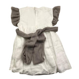 Tintenfischkleid Halbarm Einfarbig Mit Kontrastriemen Weiß Für Jungen