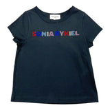 Sonia Rykiel Einfarbiges T-Shirt mit Rundhalsausschnitt und Glitzer in Schwarz für Mädchen