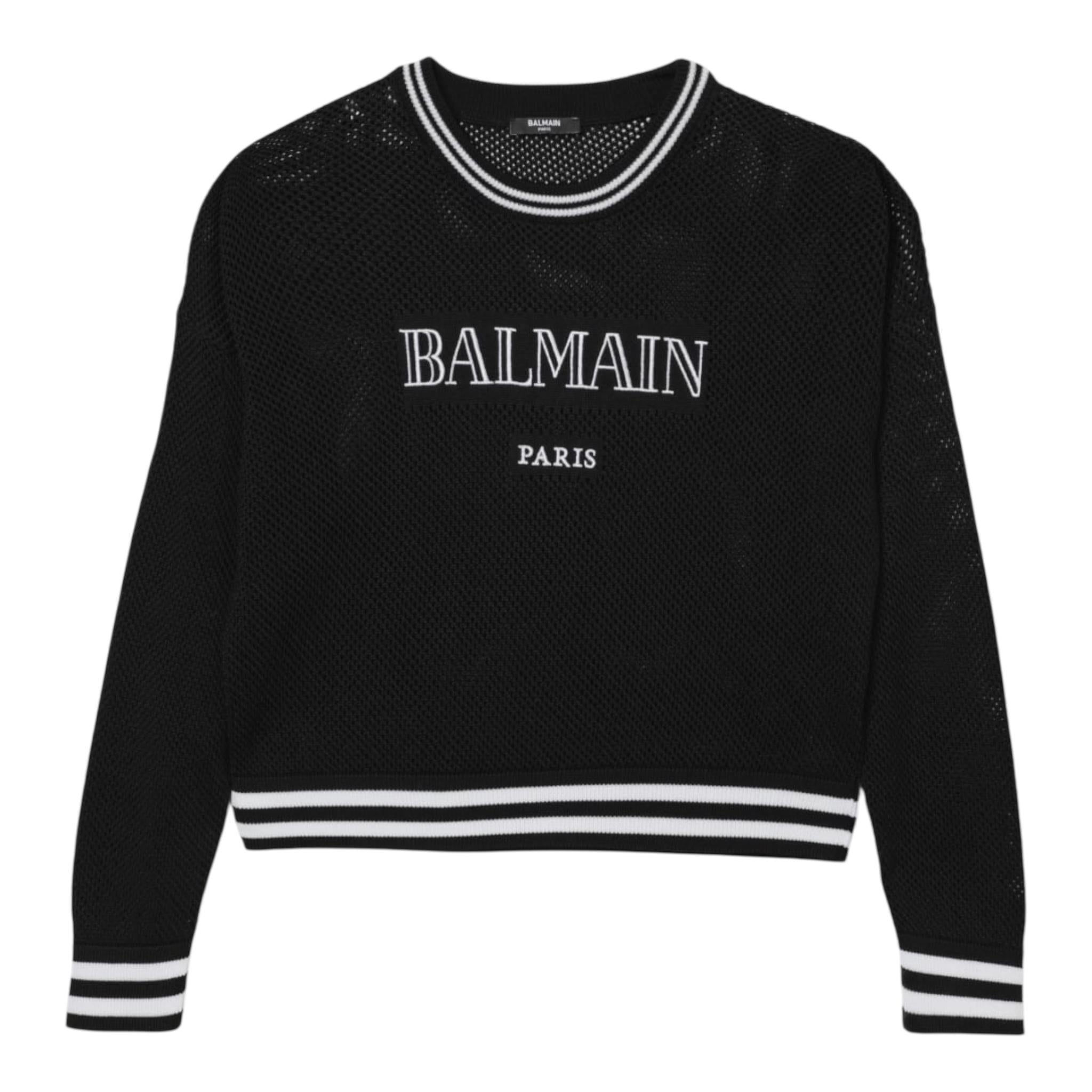 Balmain Maglia Tinta Unita con Stampa per Bambina BW9A30 NERO BALMAIN 