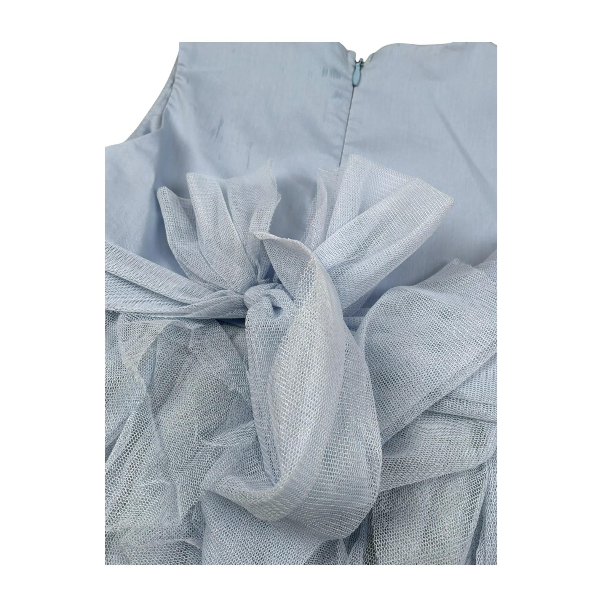 Please Abito Giromania Tinta Unita con Tulle per Neonata AB23290G73 AZZURRO PLEASE 