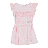 Liu Jo Einfarbiges Kleid mit Rüschen und rosa Zebramuster für Baby-Mädchen