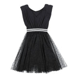 Monnalisa Abito Tinta Unita con Stampa Stelle per Bambina 419201 NERO MONNALISA 
