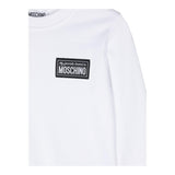 MOSCHINO felpa tinta unita girocollo con logo Bianco per Bambino H7F05R BIANCO MOSCHINO 