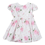 Monnalisa Abito Mezza Manica Tinta Unita con Stampe Rose per Neonata 31A909 BIANCO MONNALISA 