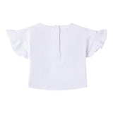 I Do T-Shirt Girocollo Tinta Unita con Applicazioni per Bambina 4B510 BIANCO I DO 