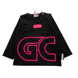 GCDS maxi shirt tinta unita girocollo con stampa Nero per Neonata 028775 NERO GCDS 