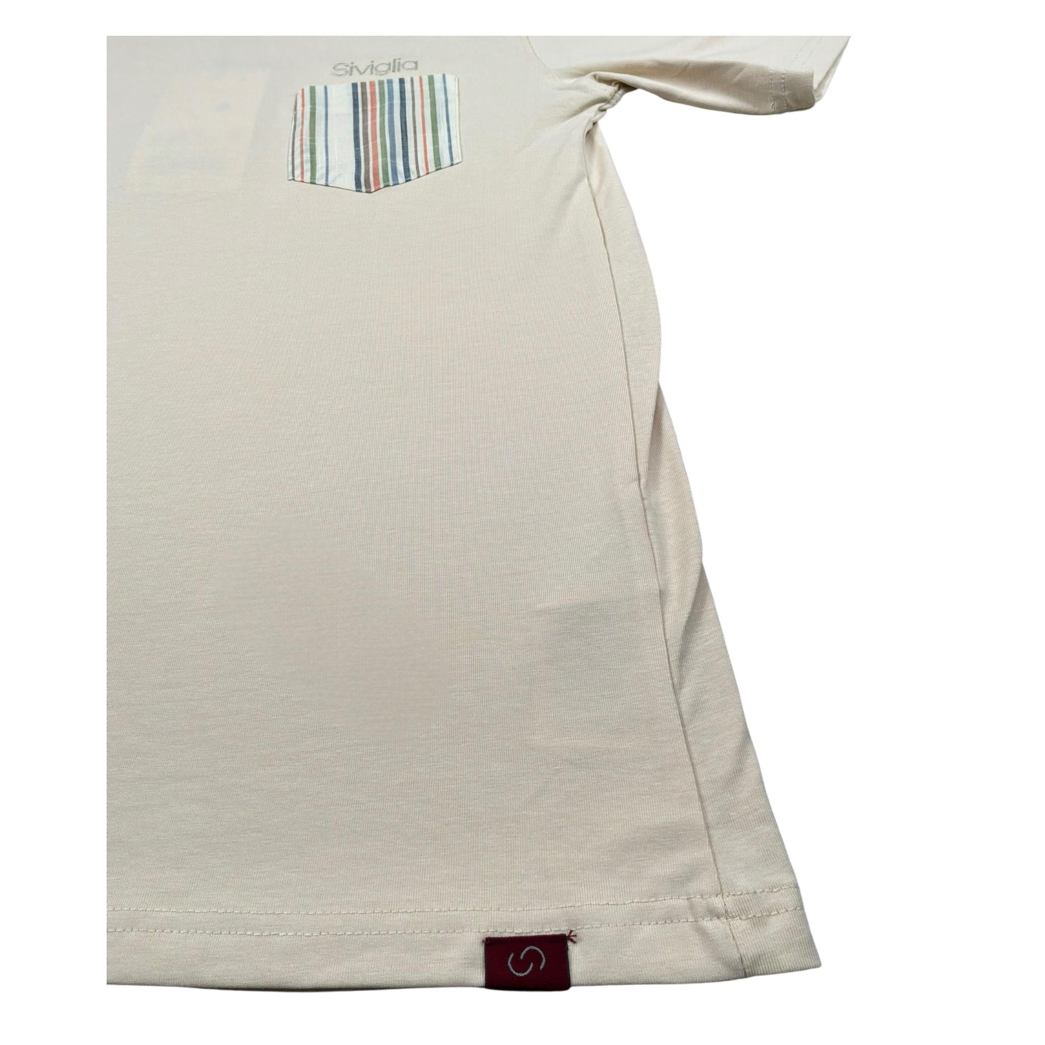 Siviglia T-Shirt Girocollo Tinta Unita con Taschino per Bambino SVJTS17214 PANNA SIVIGLIA 