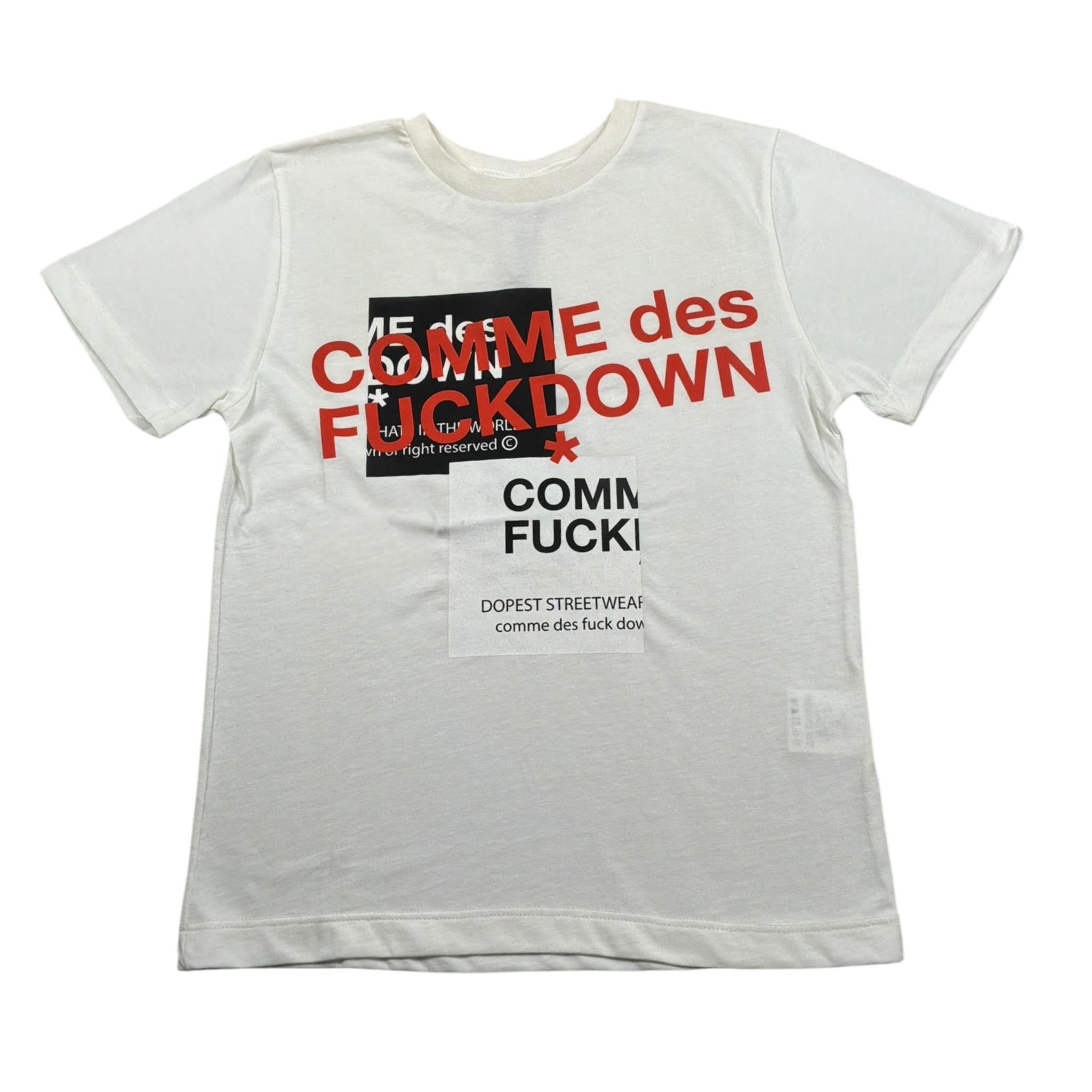 Comme Des Fuckdown T-Shirt Girocollo tinta unita con Stampa Bianco per Bambino TSGCC BIANCO COMME DES FUCKDOWN 