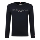 TOMMY HILFIGER shirt girocollo tinta unita con stampa in contrasto Nero per Bambino KS0KS00202X NERO TOMMY HILFIGER 