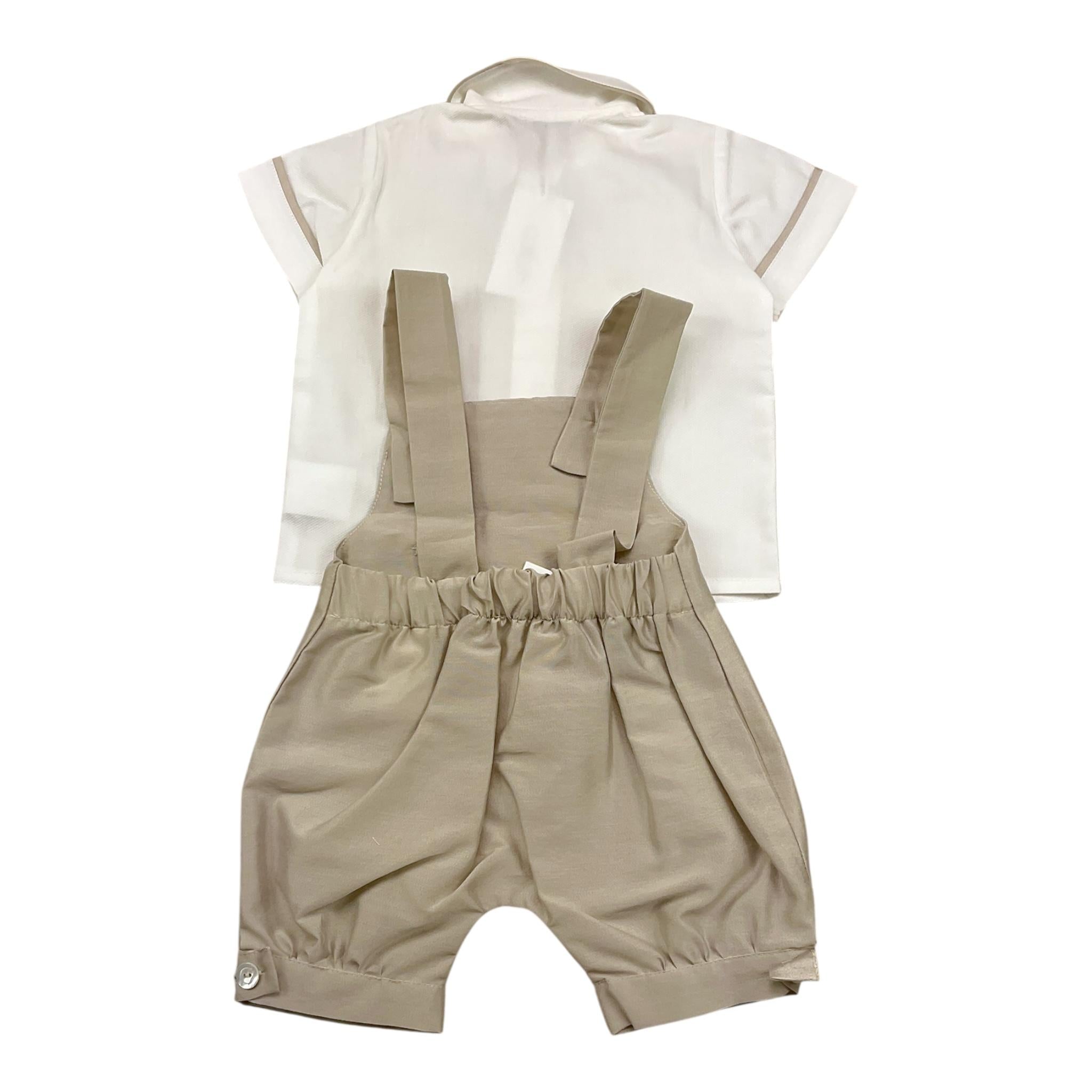 Colibri Completo 2 Pezzi Camicia-Salopette Bicolore per Neonato 2CCTCP BIANCO/BEIGE COLIBRI 