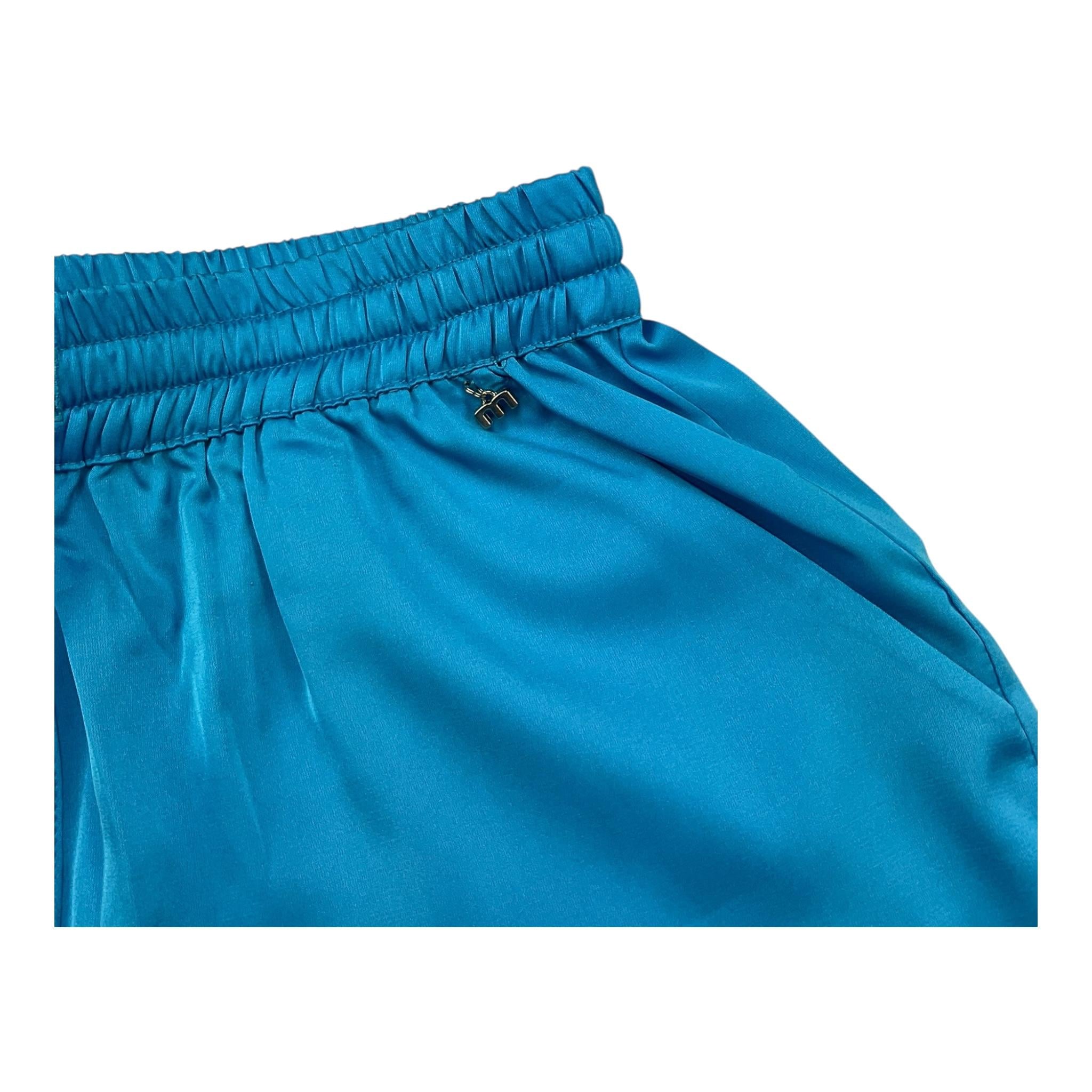 Met Short Tinta Unita con Elastico In Vita per Bambina ME230 AZZURRO MET 