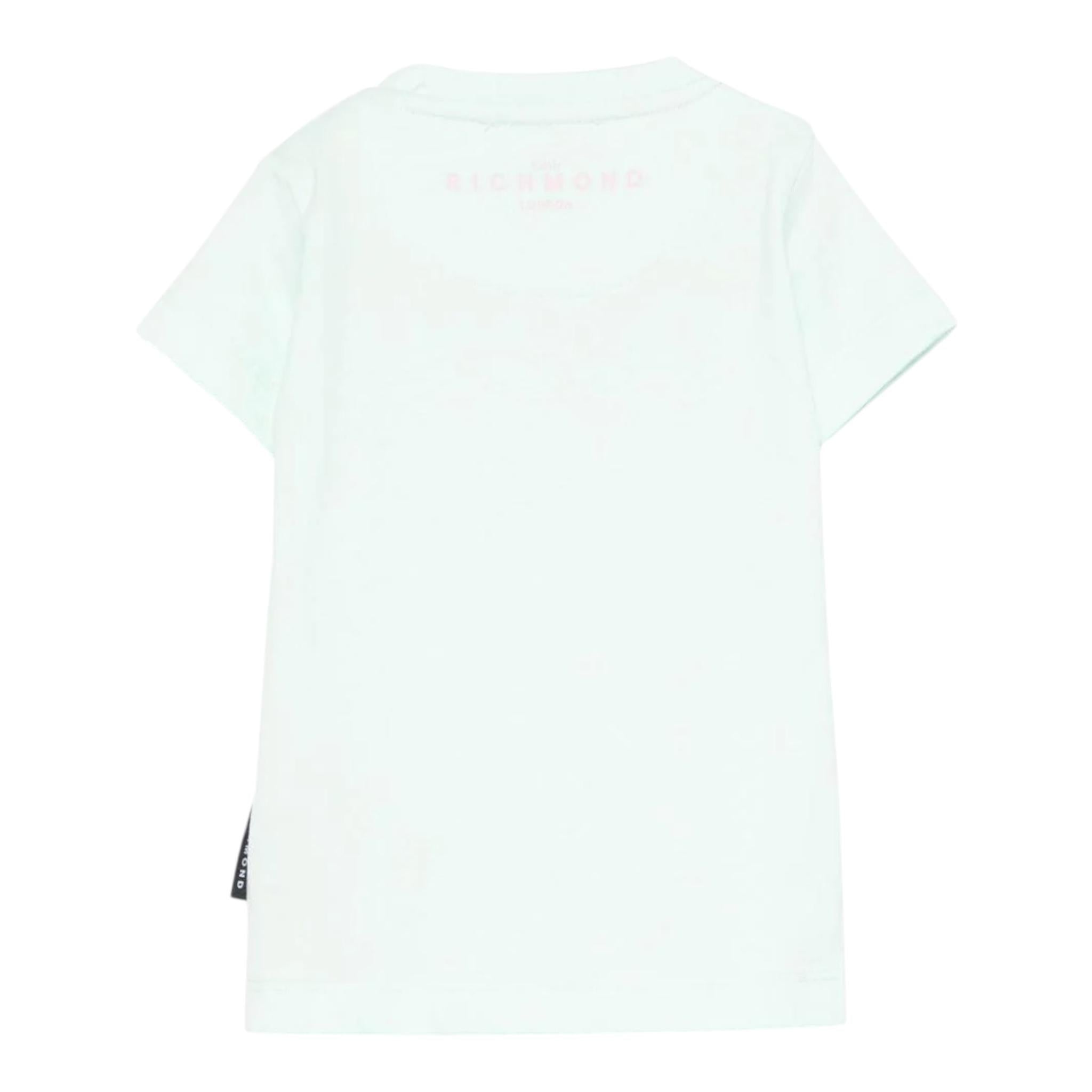 John Richmond T-Shirt Girocollo Tinta Unita con Stampa per Neonata RIP25002TSXXN VERDE ACQUA JOHN RICHMOND 