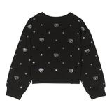 Chiara Ferragni Einfarbiges Sweatshirt mit Rundhalsausschnitt und Glitzer in Schwarz für Mädchen
