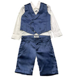 Damper Dan 3-teiliger Anzug Weste-Hemd-Hose-Fliege Blau für Jungen