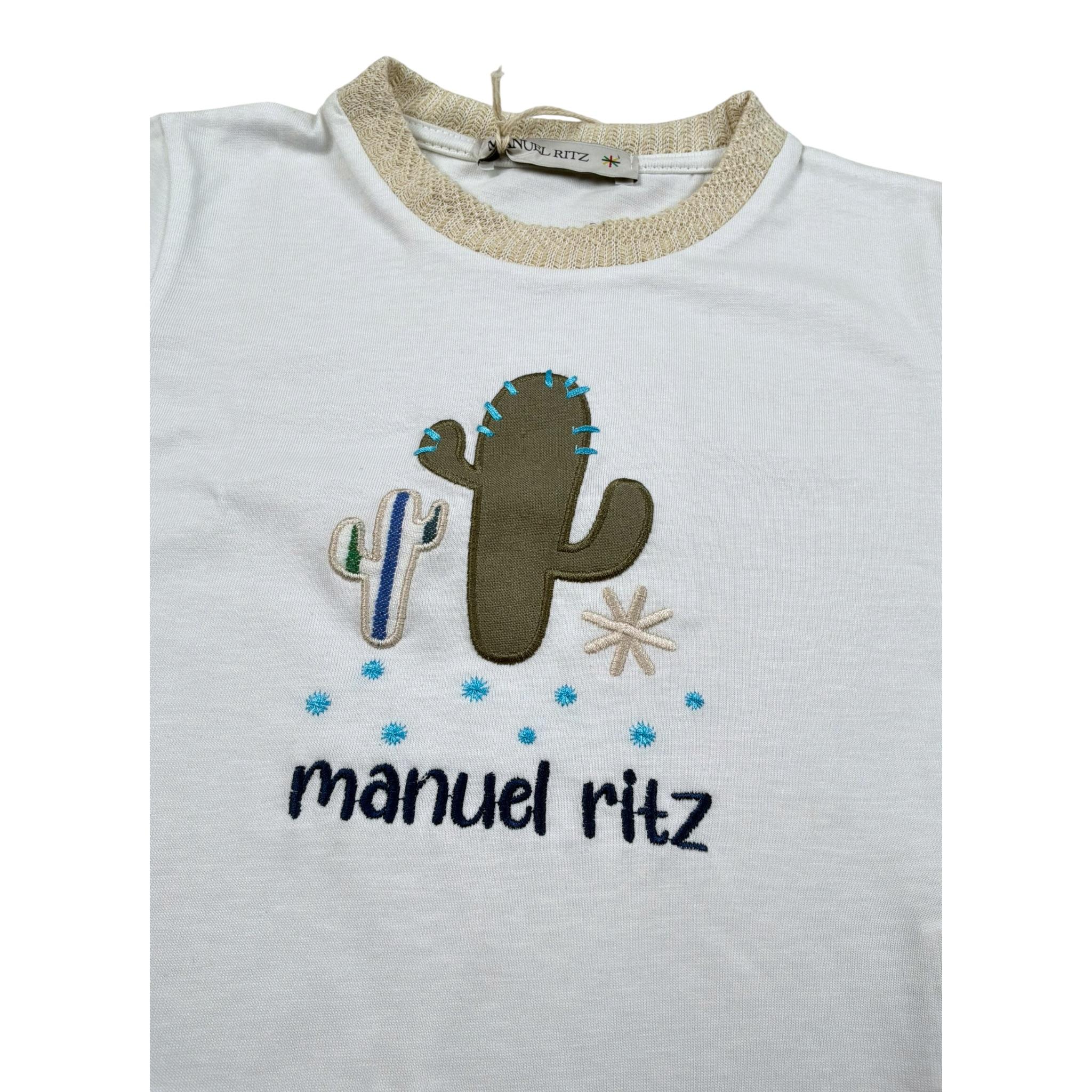 Manuel Ritz T-Shirt Girocollo tinta unita con Ricamo Panna per Neonato MR3117NXX PANNA MANUEL RITZ 