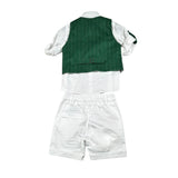 Never Too Completo 4 Pezzi Camicia-Bermuda-Gilet-Papillion per Bambino GM2237NJ VERDE NEVER TOO 