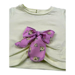 M+E' T-Shirt Girocollo Tinta Unita con Fiocco per Bambina UE1747 GIALLO M+E' 