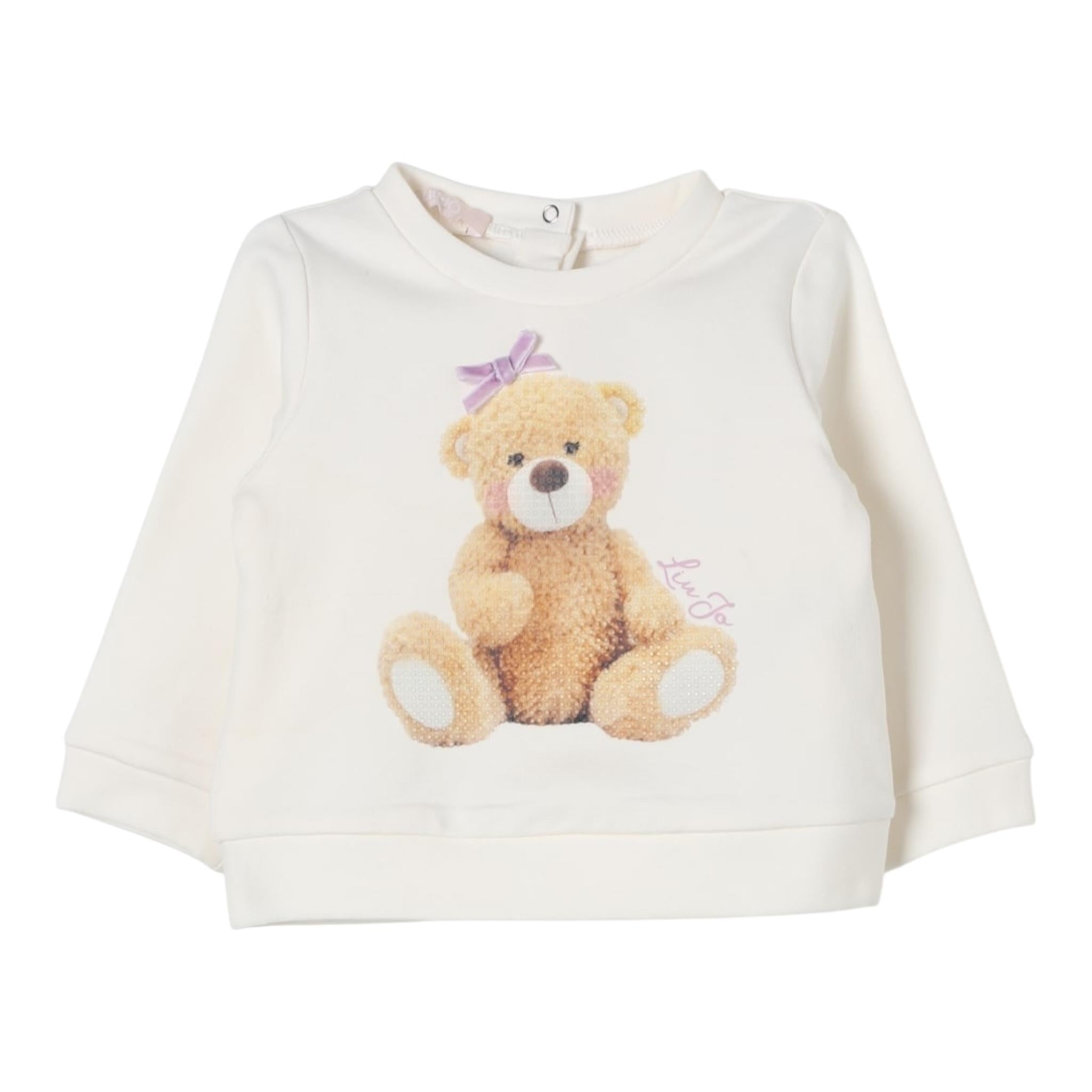 LIU JO felpa girocollo tinta unita con stampa Bianco per Neonata HF4044F0939 BIANCO LIU JO 