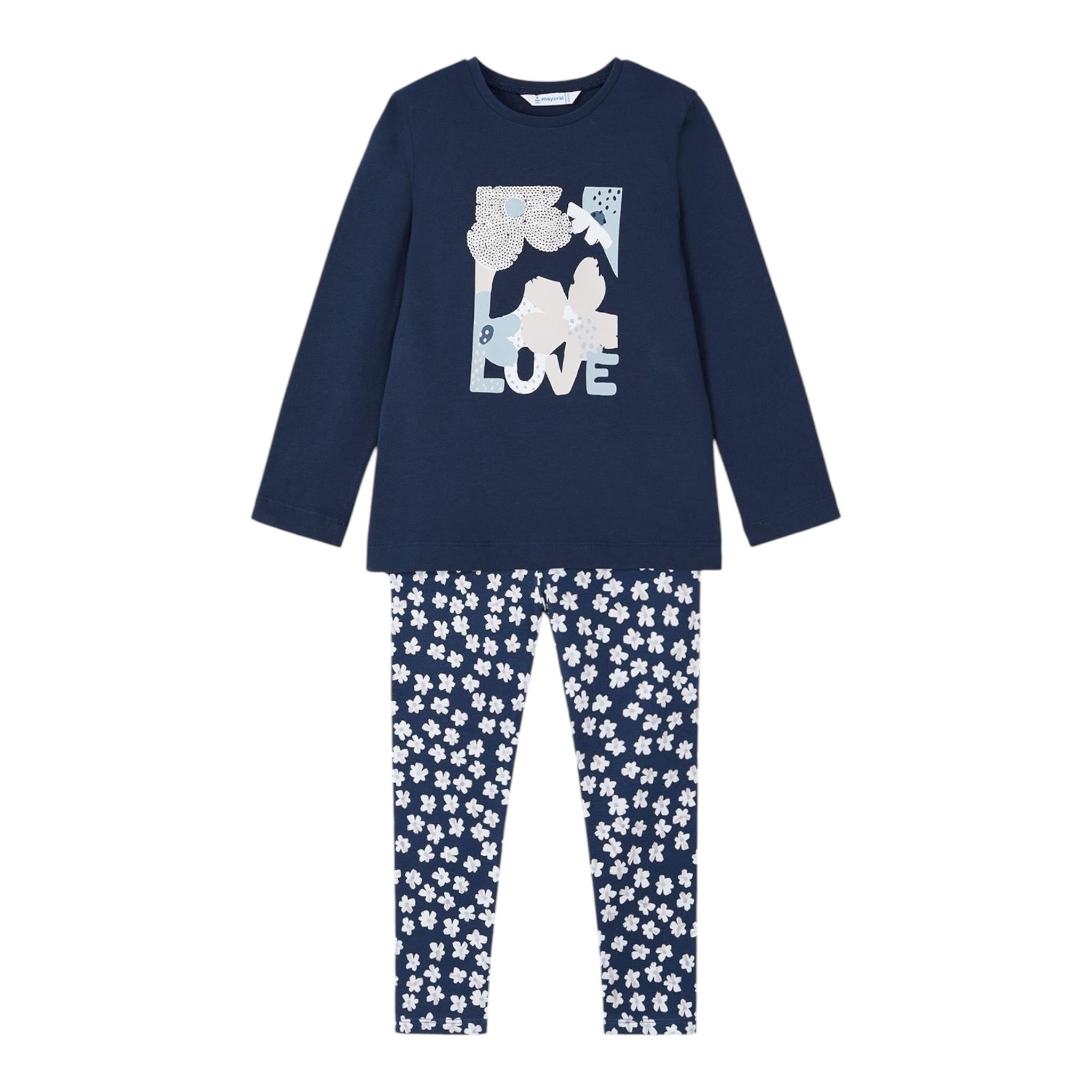 MAYORAL completo 2 pezzi shirt-leggins fantasia floreale Blu per Bambina 4713 BLU MAYORAL 