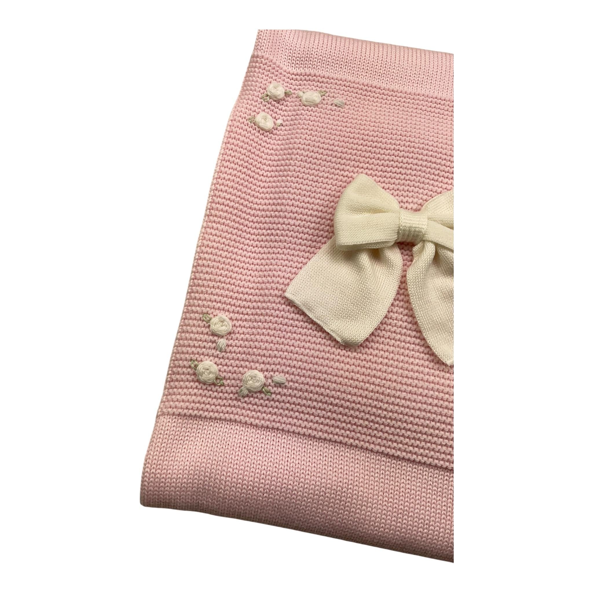 BABY LORD coperta tinta unita con ricami Rosa per Neonata 132 ROSA BABY LORD 