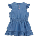 Guess Abito In Denim Tinta Unita Giromanica con Balze per Neonata K5GK27D3X30 BLU GUESS 