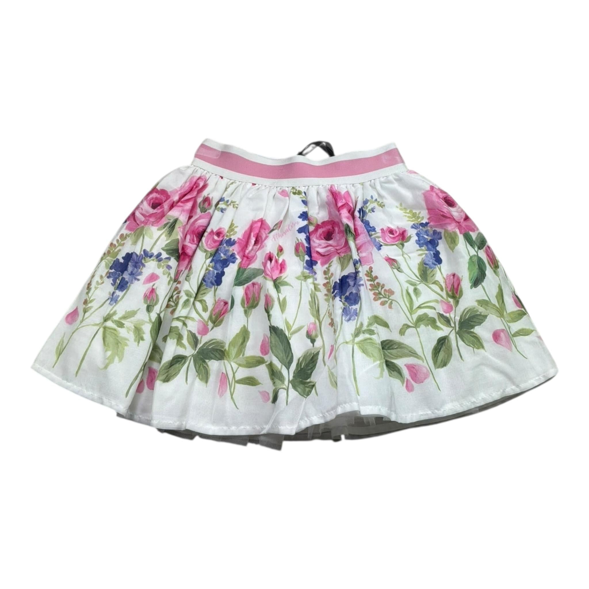 Monnalisa Gonna Tinta Unita con Fantasia per Bambina 11706 BIANCO MONNALISA 