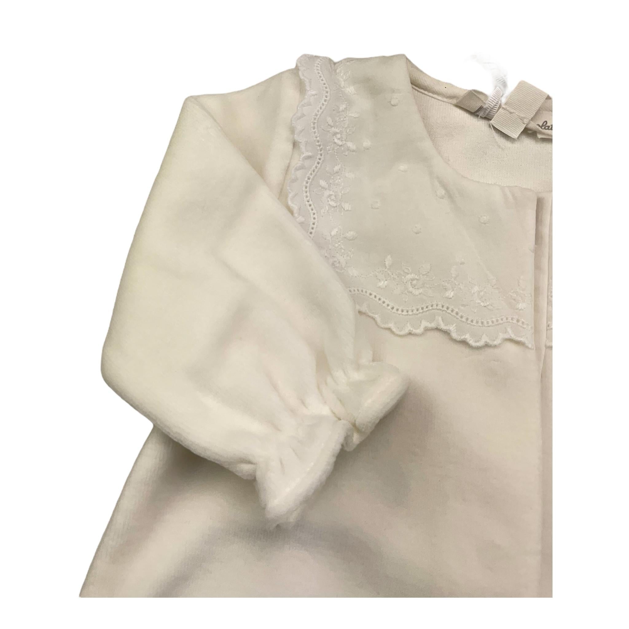 TARTINE ET CHOCOLAT tutina manica lunga tinta unita in ciniglia Bianco per Neonata TX54000 BIANCO TARTINE ET CHOCOLAT 