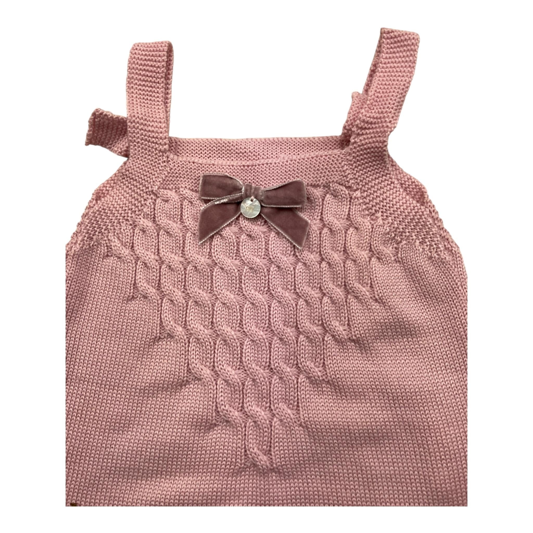 MARLU' salopette tinta unitan con fiocco Rosa per Neonata SAL ROSA MARLU' 