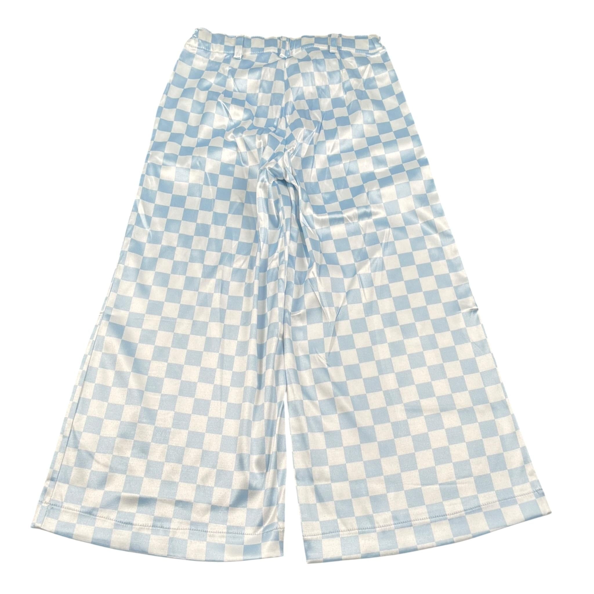 Miss Grant Pantalone Bicolore con Fantasia A Quadri Bianco/Azzurro per Bambina MG0565 BIANCO/AZZURRO MISS GRANT 