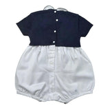 Le Coconne Pagliaccetto Bicolore Mezza Manica per Neonata LCN1979 BIANCO/BLU LE COCONNE 