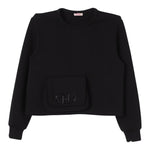 LIU JO felpa chiusa girocollo tinta unita con stampa  Nero per Bambina GF4161XX NERO LIU JO 