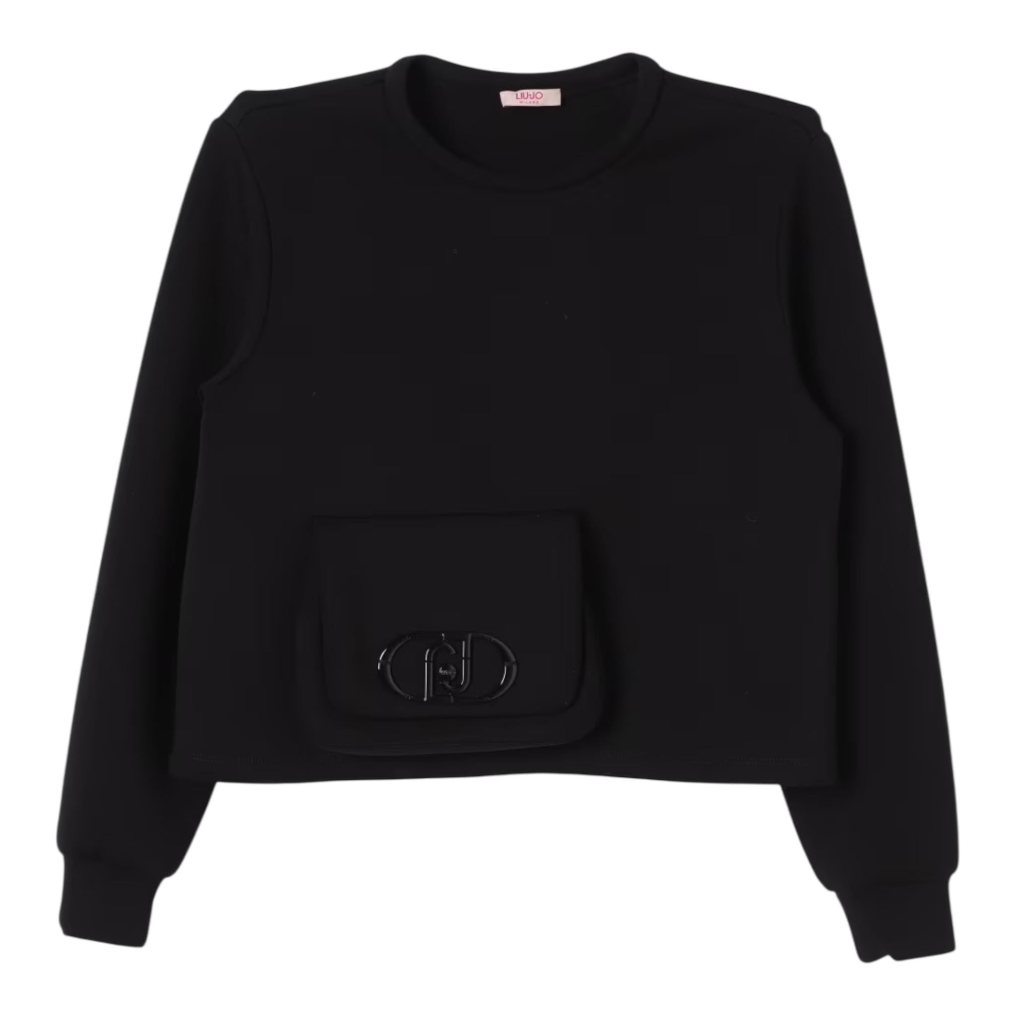 LIU JO felpa chiusa girocollo tinta unita con stampa  Nero per Bambina GF4161XX NERO LIU JO 