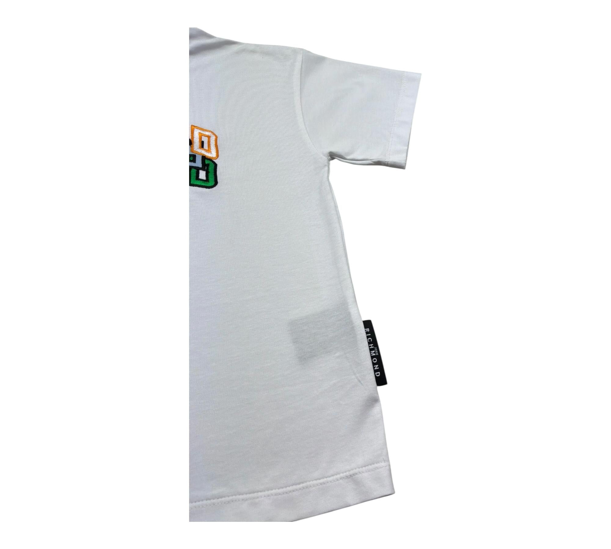 John Richmond T-Shirt Girocollo Tinta Unita con Logo per Bambino RBP26045TS BIANCO JOHN RICHMOND 